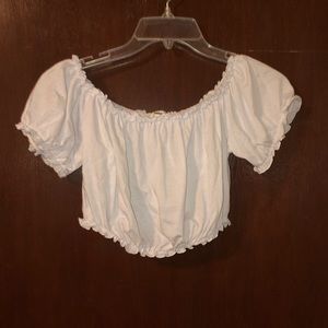 White Ruffle Crop Top